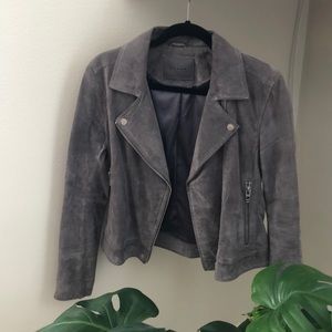 BLANK NYC Grey Suede Moto Jacket